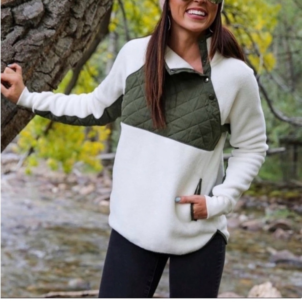 Abercrombie & Fitch White and Green Jacket